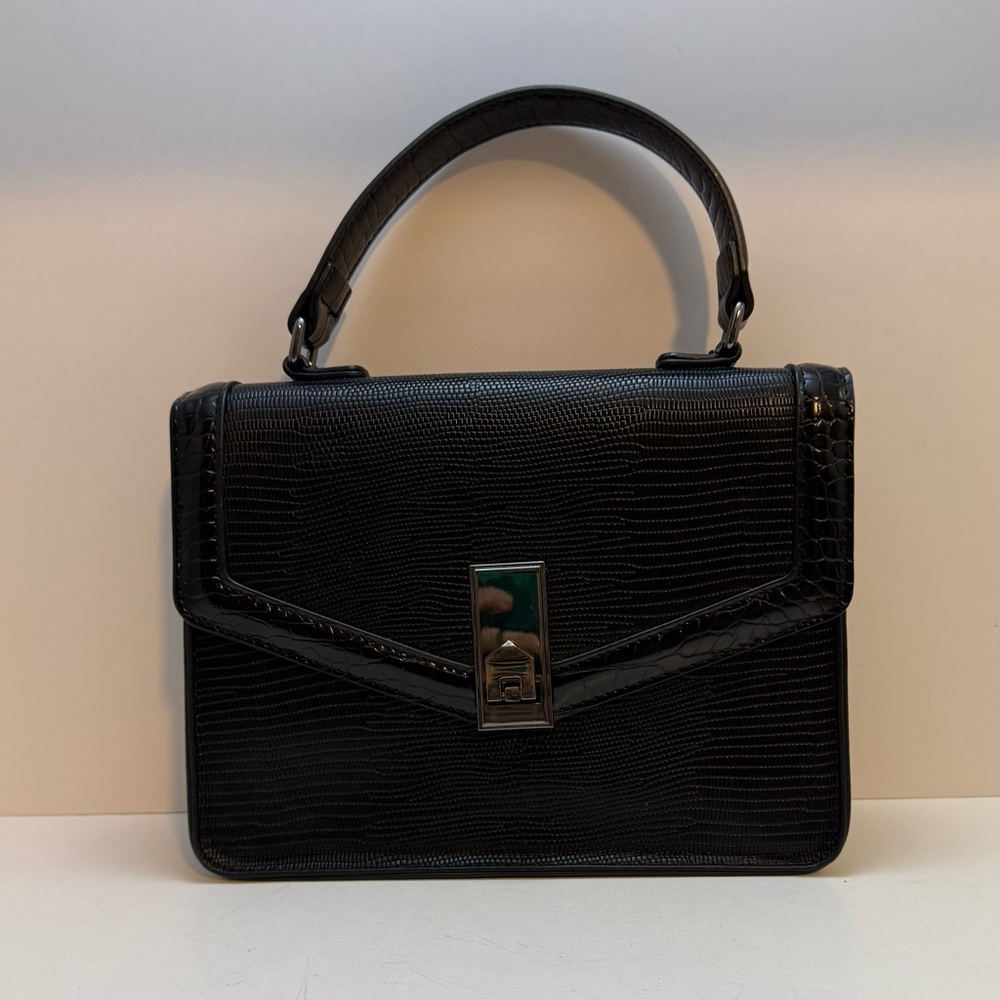 Aldo Landaeriell Black and Faux Snakeskin Handbag